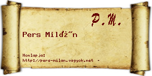Pers Milán névjegykártya